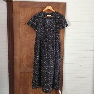 Christy Dawn Black Dress with Floral Accents